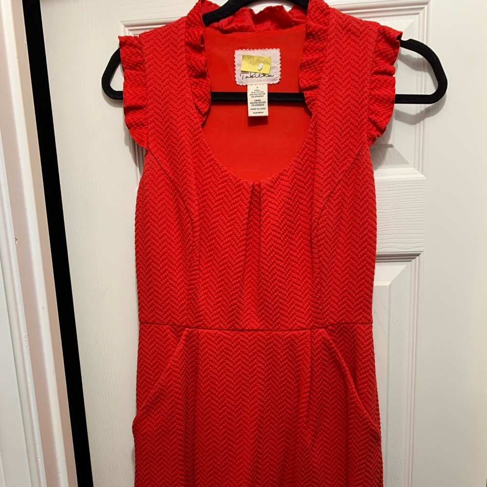 Anthropologie Red tabitha Cherie dress GUC